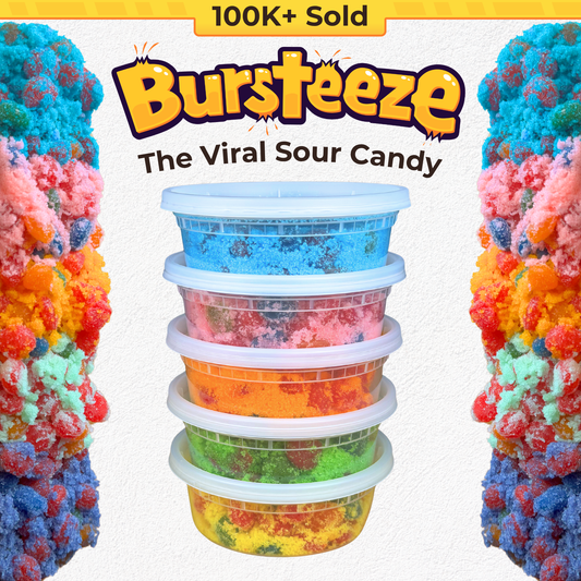 Bursteeze (Candy-Coated Fruit-Filled Gummies) – Sweet or Sour or EXTREME Sour
